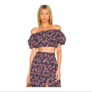 NEW Eberjey Harper Crop Top in Peacoat and Brick Elastic On or Off Shoulder